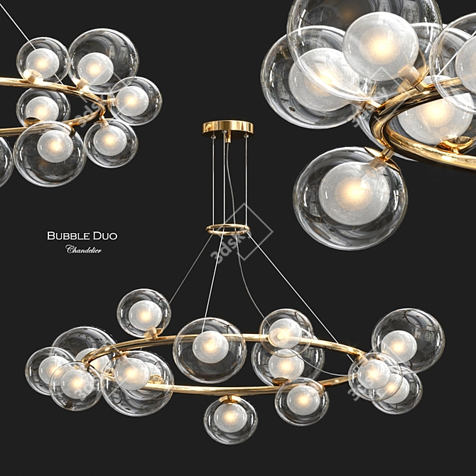 Ethereal Bubble Duo Chandelier 3D model image 1