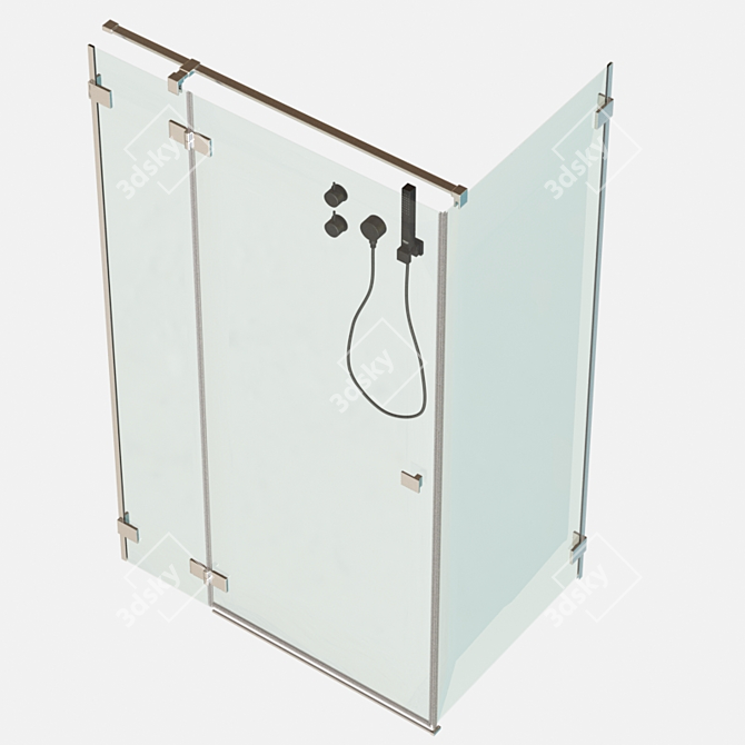 Gold Pro Shower Cabin 3D model image 4