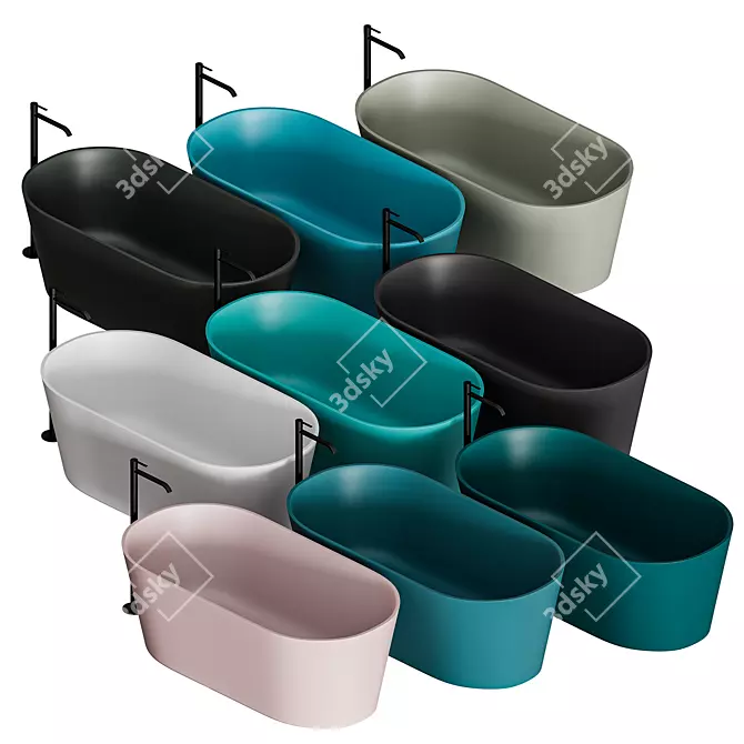 Nic BAY Oval Freestanding Bathtub 3D model image 6