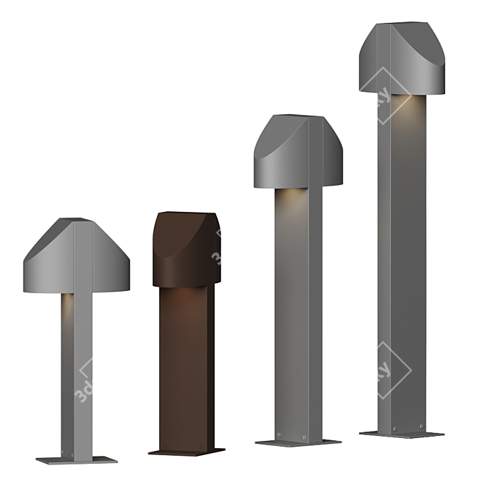 Shear Outdoor Bollard: Angled Architectural Design 3D model image 1