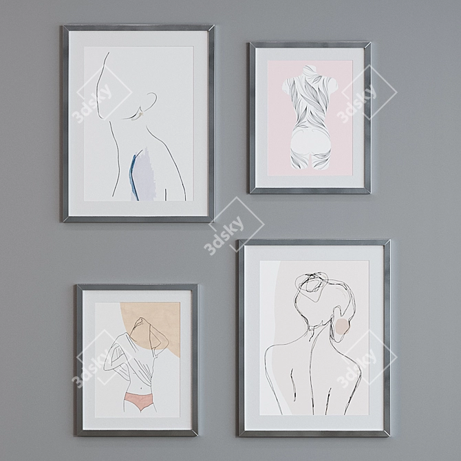Modern Abstract Picture Frame Set 3D model image 4