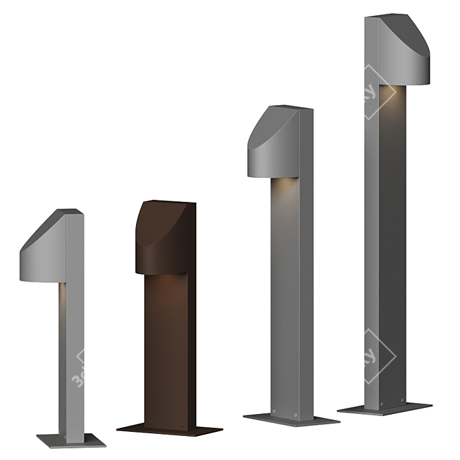 Sleek Shear Bollard with Textured Finish 3D model image 1
