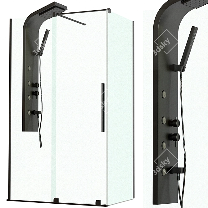 Furo KDJ - Elegant, Transparent Shower Cabin 3D model image 1