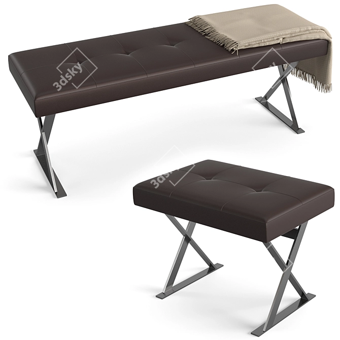 Stylish Pathos Bench/Ottoman 3D model image 2