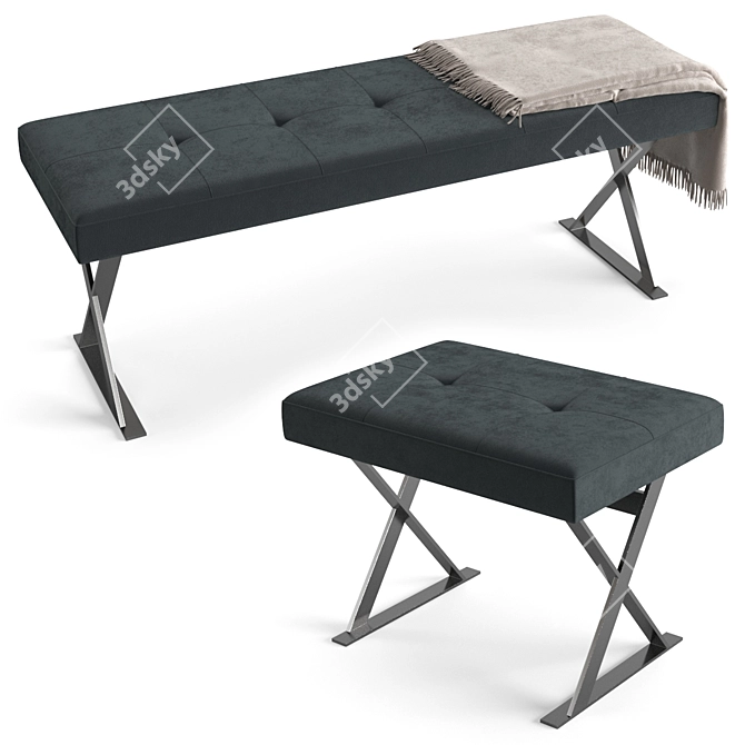 Stylish Pathos Bench/Ottoman 3D model image 3