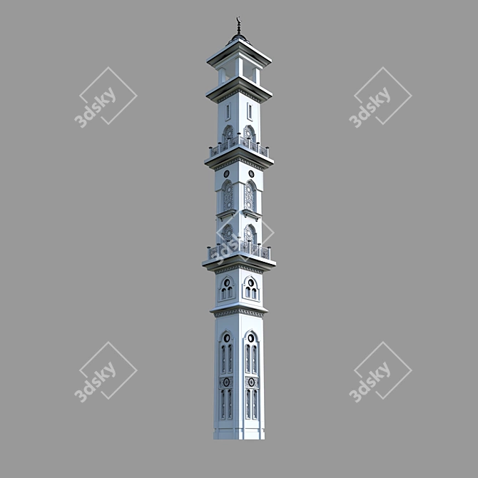 Islamic Mosque Minaret: Elegant Architectural Symbol 3D model image 3