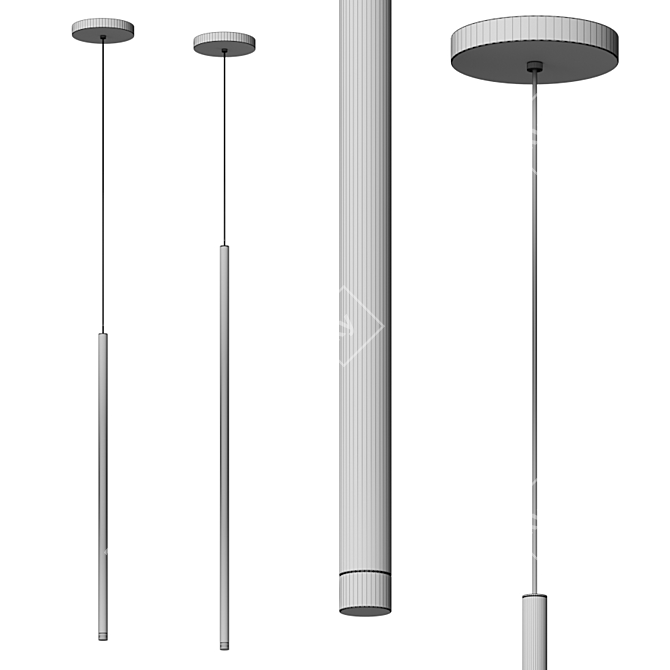 Stylish Light Chimes Suspension 3D model image 3