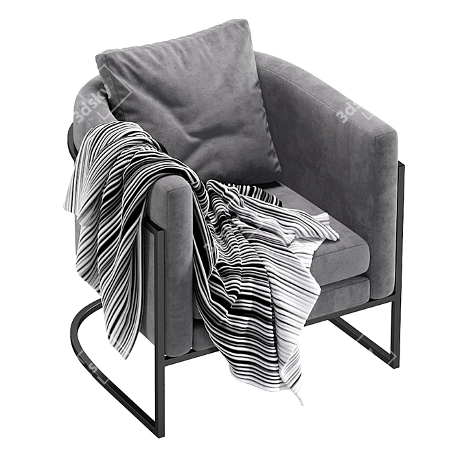 Modern Velvet Accent Chair 3D model image 3