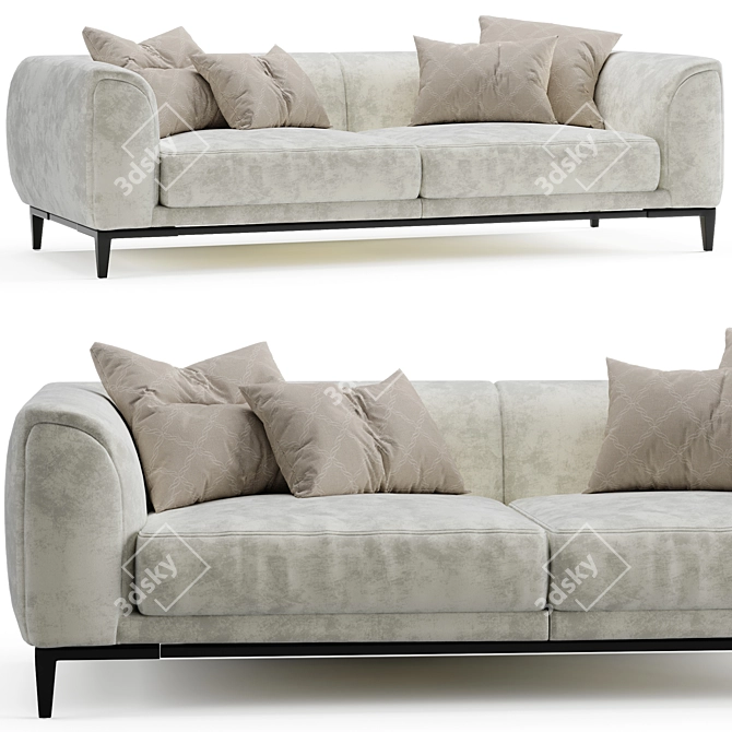 Modern Gray Capitano Sofa 3D model image 1