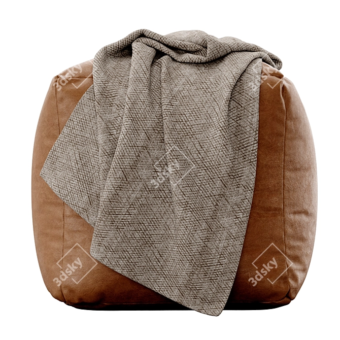 Handcrafted Moroccan Leather Pouf 3D model image 4