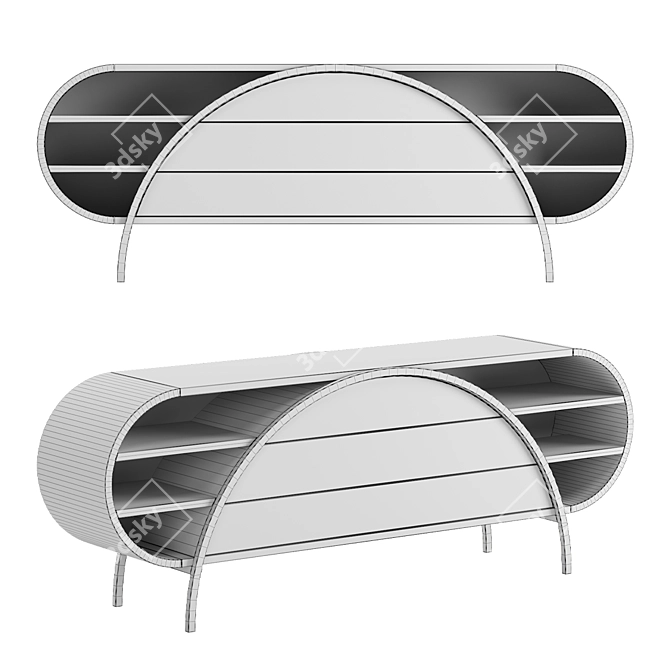 Modern Crescent Sideboard: Sleek Design & Functional Space 3D model image 2