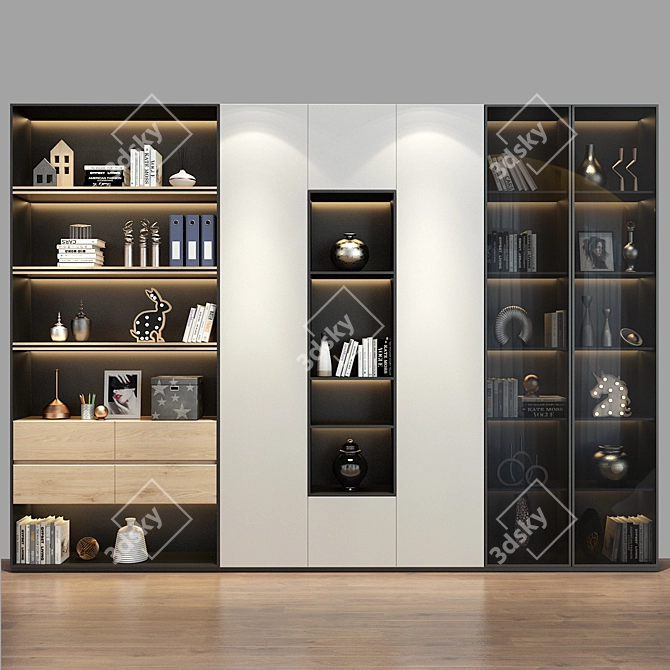 Elegant Wood Cabinet 3D model image 1