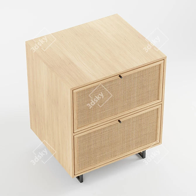 Boho Mango Wood Filing Cabinet 3D model image 3