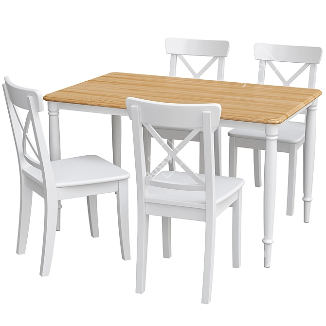 Danderyd & Ingolf Oak Dining Set 3D model image 1