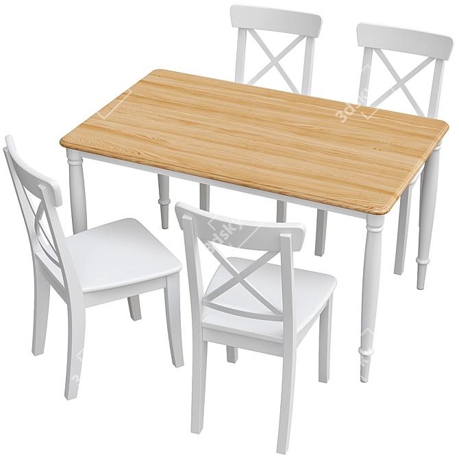 Danderyd & Ingolf Oak Dining Set 3D model image 2