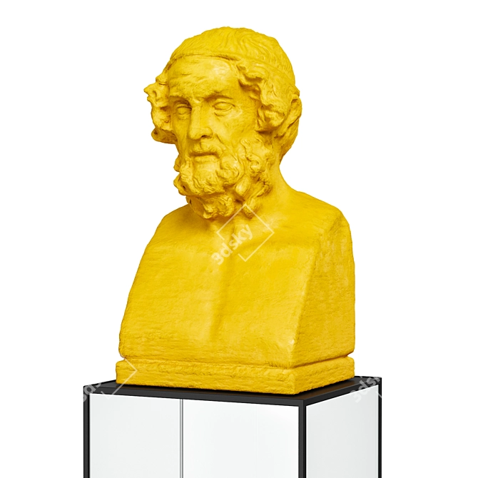Classic Homer Roman Bust Sculpture 3D model image 4