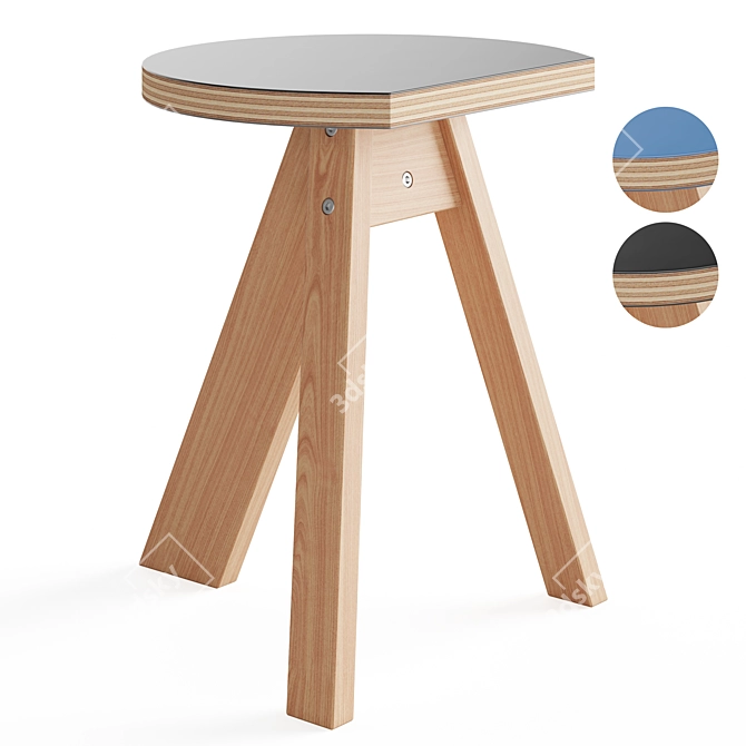 Sleek Kobo Side Stool: Functional Space Saver 3D model image 1