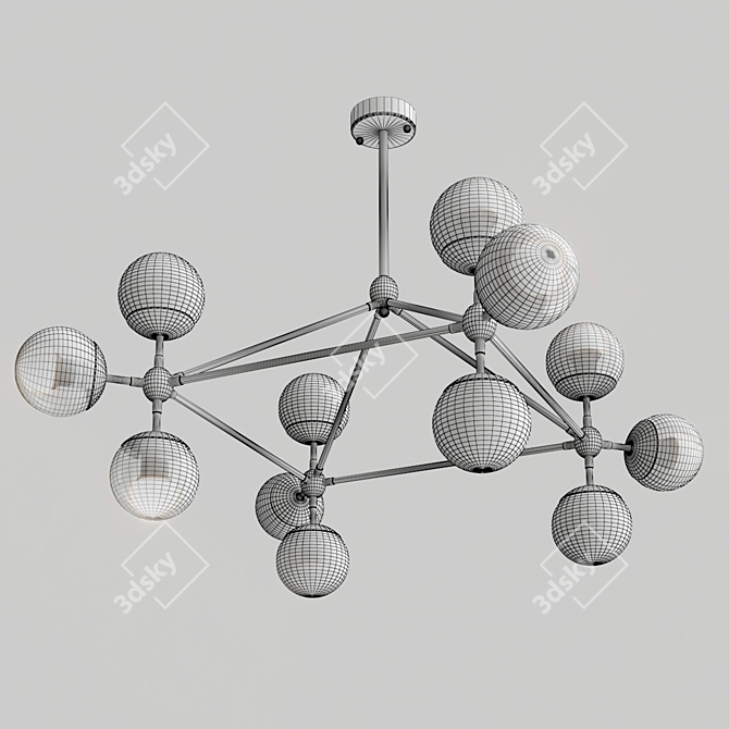 Modern Ball Chandelier 12: Stunning 100cm Diameter 3D model image 2
