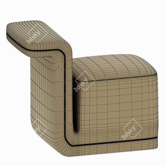 Comfy Pipe Pouf: Fabric and Leather, 3D Files 3D model image 5