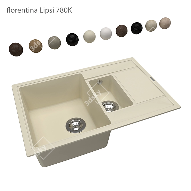 Practical Florentina Lipsi Kitchen Sink 3D model image 1