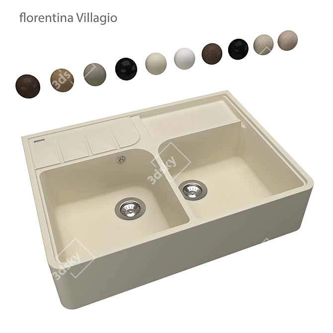 Florentina Villagio: Stylish Modern Kitchen Sink 3D model image 1