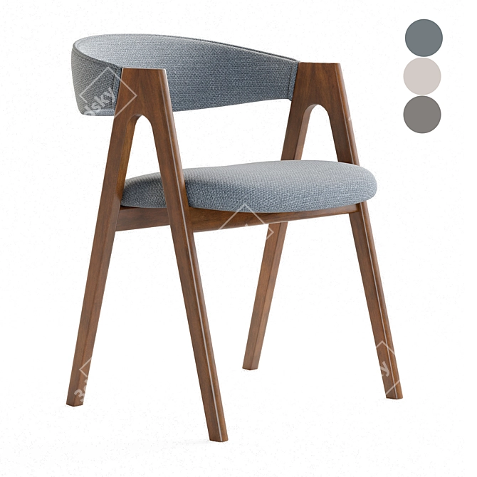 Elegant Dublin Chair, Grey Fabric 3D model image 1