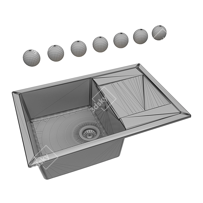 Gans Techno760 OM Kitchen Sink 3D model image 2