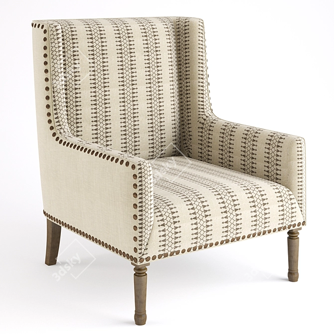Sophisticated Tan Geometric Accent Chair 3D model image 1