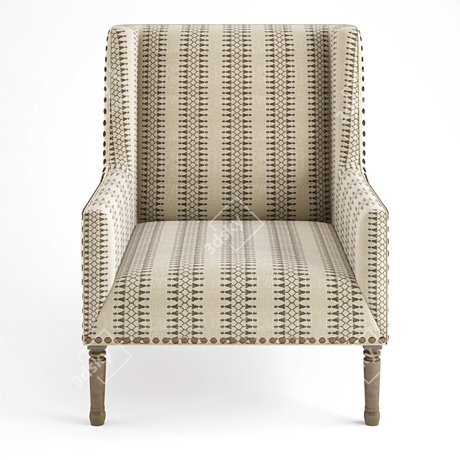 Sophisticated Tan Geometric Accent Chair 3D model image 2
