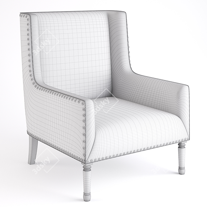 Sophisticated Tan Geometric Accent Chair 3D model image 4