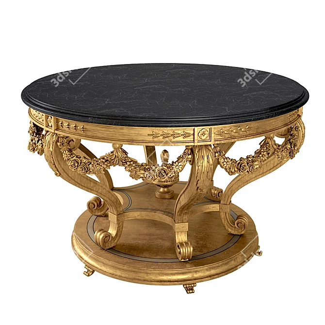 Hand-Carved Marble Round Table 3D model image 3