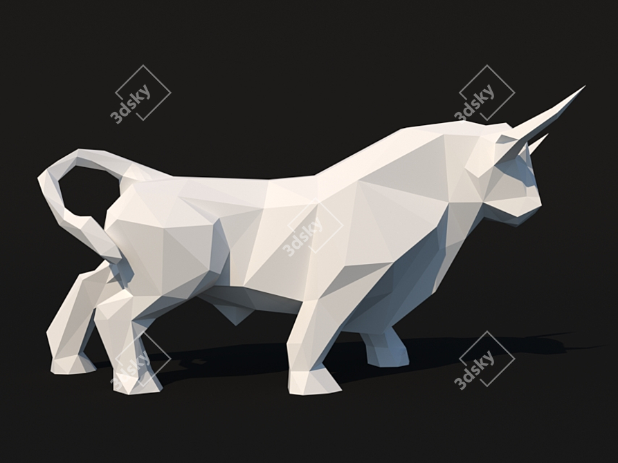 Polygonal Bull Sculpture 3D model image 3