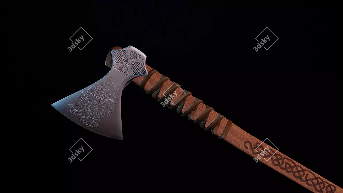 Viking Mammen Battle Axe Model - Game Ready 3D model image 1