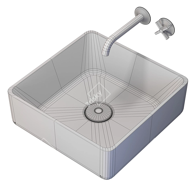 Rosy Cement Basin 3D model image 2
