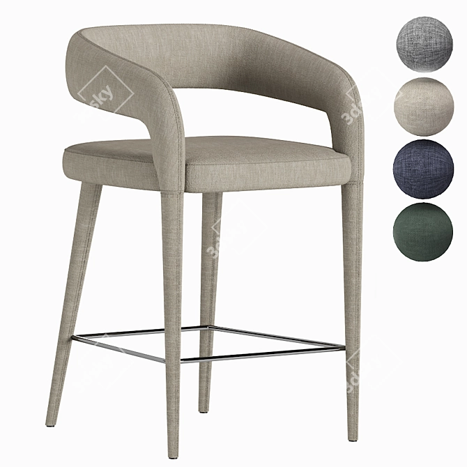 Elegant Gray Counter Stool 3D model image 1