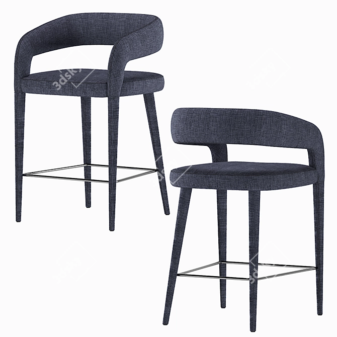 Elegant Gray Counter Stool 3D model image 4