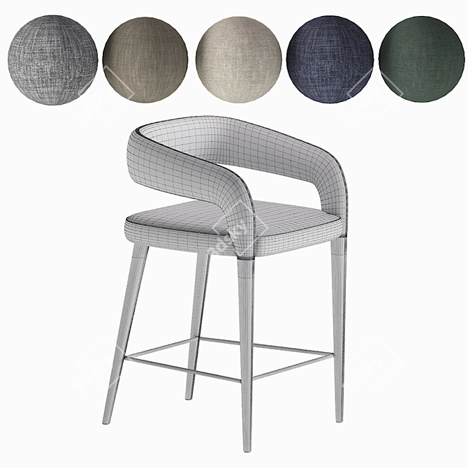 Elegant Gray Counter Stool 3D model image 7