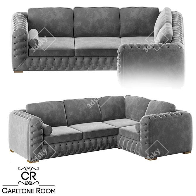 Elegant Ocean Blue Sofa 3D model image 1