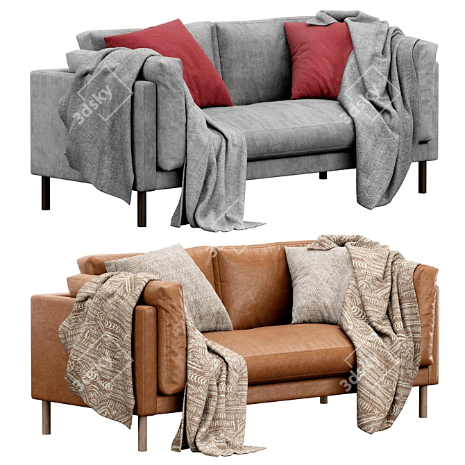 Munich Fabric Loveseat by Swoon 3D model image 1