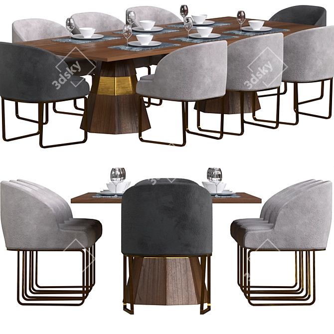 Luxury Dining Set: Table & Chairs by Casa Padrino 3D model image 1