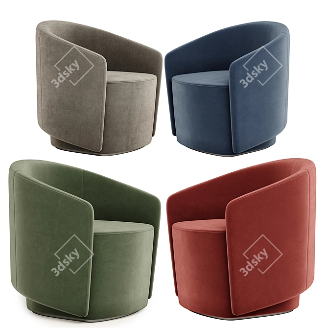 Modern Padova U Armchair: Sleek Design, Multiple Colors 3D model image 3