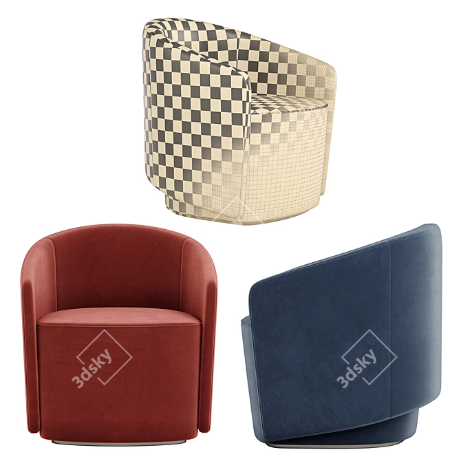 Modern Padova U Armchair: Sleek Design, Multiple Colors 3D model image 5