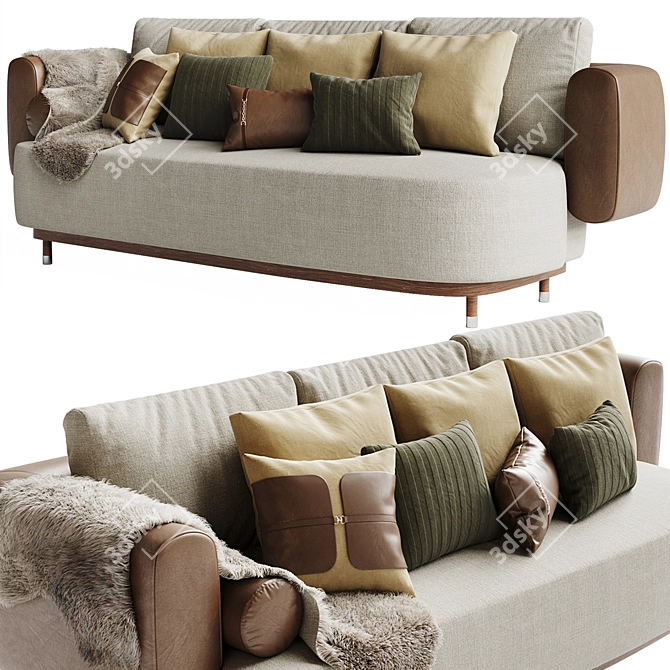 Sleek Single Man Sofa Bed 3D model image 2