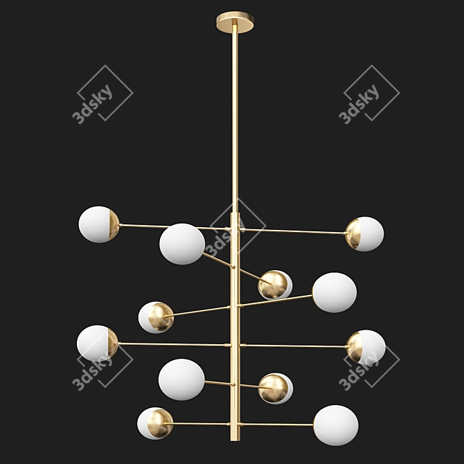 Retro Chic Asymmetric Chandelier 3D model image 1