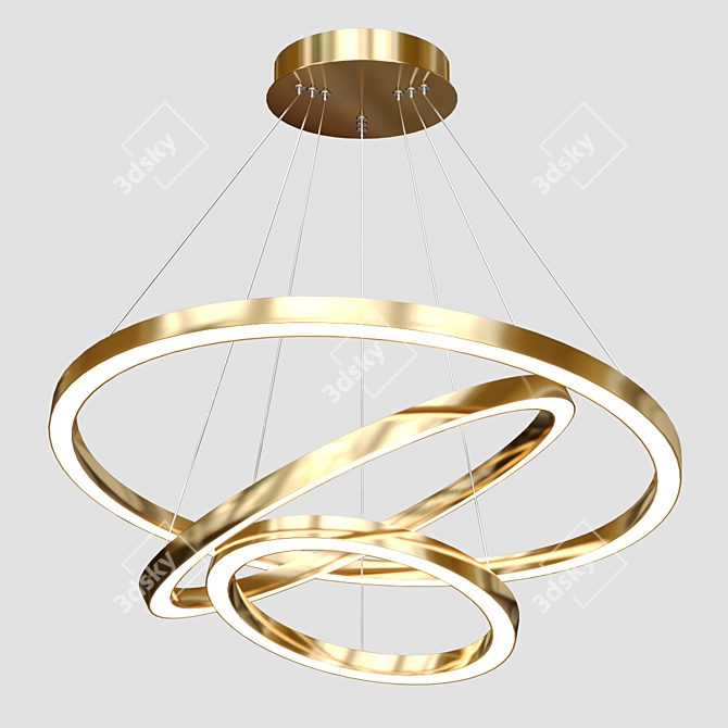 Golden Circle Pendant Chandelier 3D model image 1