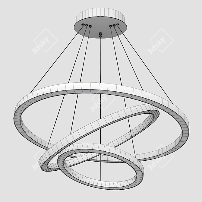 Golden Circle Pendant Chandelier 3D model image 2