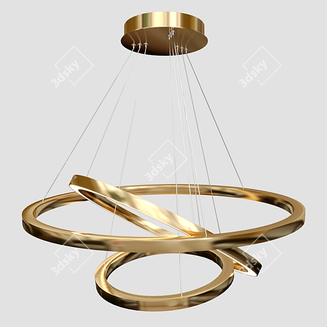 Golden Circle Pendant Chandelier 3D model image 3