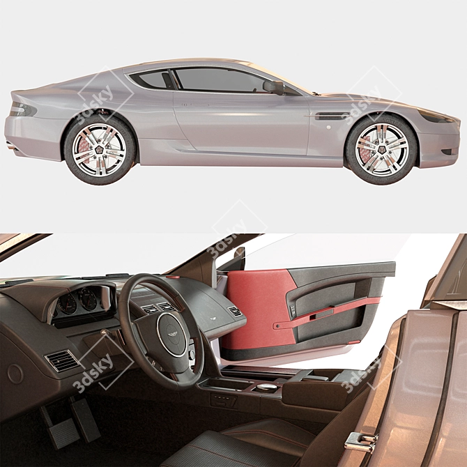 Sleek Aston Martin DB9 Car 3D model image 4