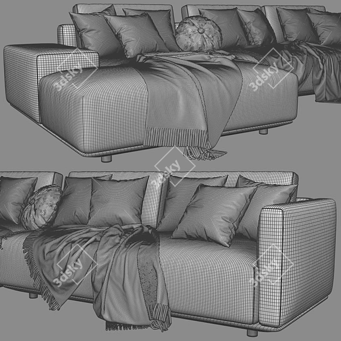 Minimalist Chaise Longue Sofa by Horm 3D model image 4