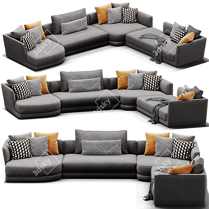 Verzelloni Lyndon Sectional: Elegant & Versatile Seating Solution for Any Space 3D model image 3